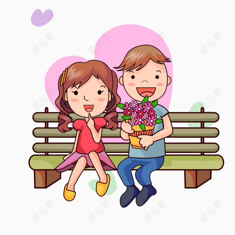 卡通座椅爱心情侣盆栽