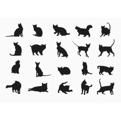 20款黑色猫咪剪影