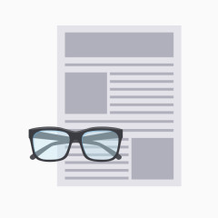 眼镜报纸卡通图标素材