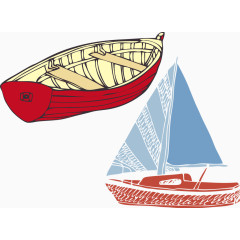 帆船小船卡通手绘装饰元素