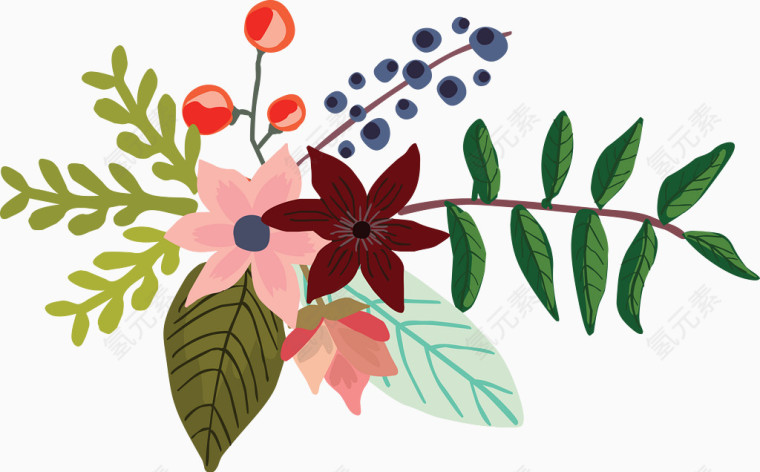 手绘花丛花卉装饰