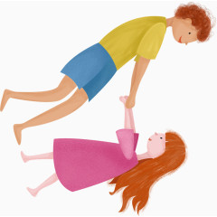 父亲节元素爸爸和孩子手拉手玩耍装饰元素