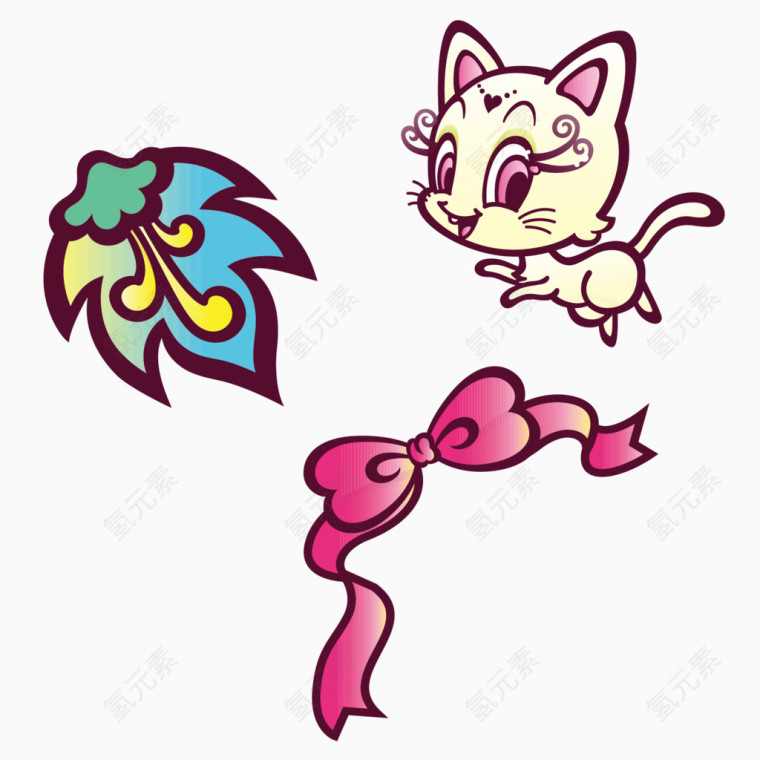 猫咪蝴蝶结装饰素材