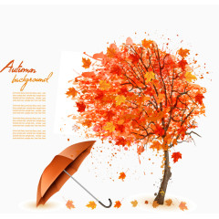 装饰黄色树和黄色雨伞