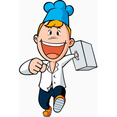 卡通人物微笑拿箱子