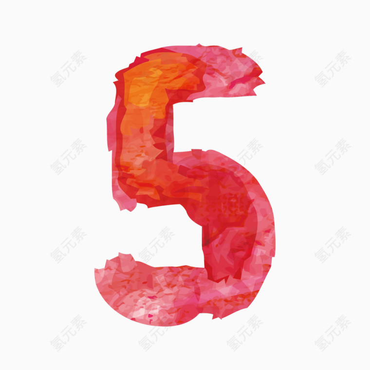 红色水彩数字字体5