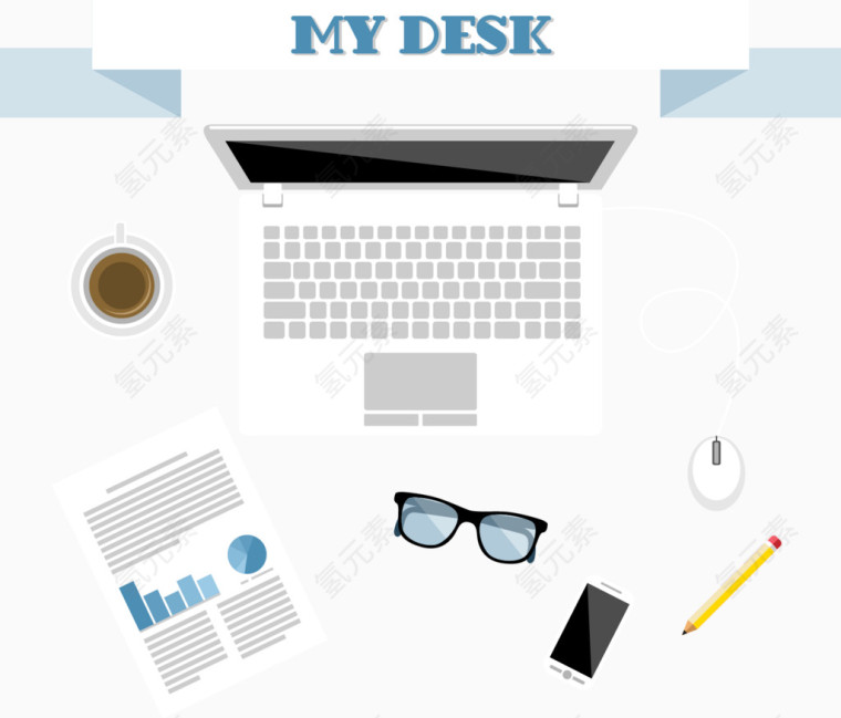 矢量手绘扁平笔记本