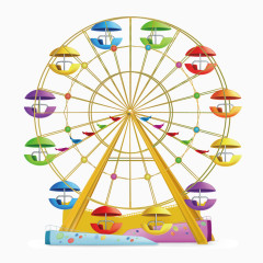 摩天轮游乐园矢量图
