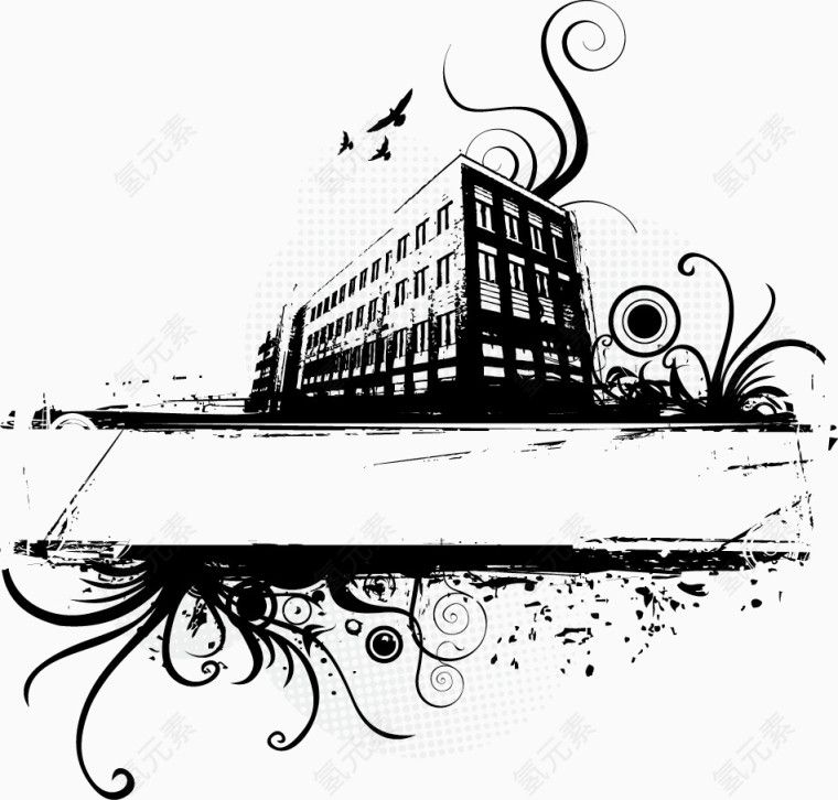 矢量建筑框架插图