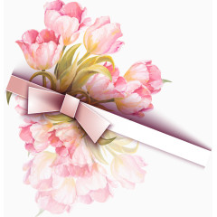 郁金香水彩蝴蝶结花朵