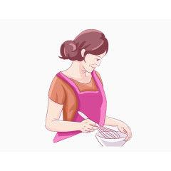 在做饭的母亲卡通手绘装饰元素