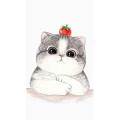 手绘大脸猫咪