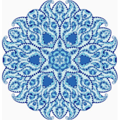 矢量蓝青色青花瓷花纹纹样