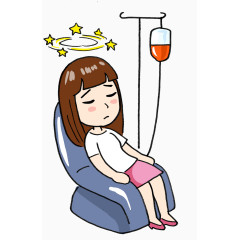 卡通清新女孩生病插画