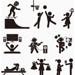 精美黑色小人家庭设计矢量素材