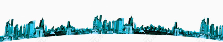 蓝色远景城市剪影