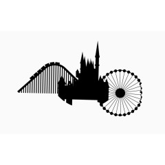 灰色摩天轮剪影