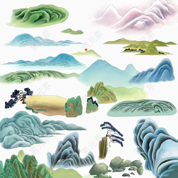 山川手绘