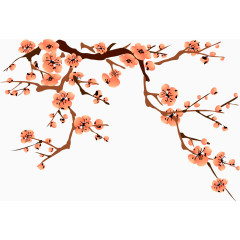 手绘风油画风水彩风梅花枝叶