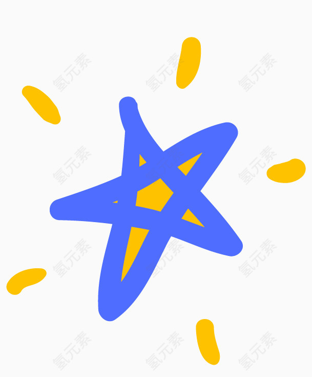 卡通手绘发光的五角星