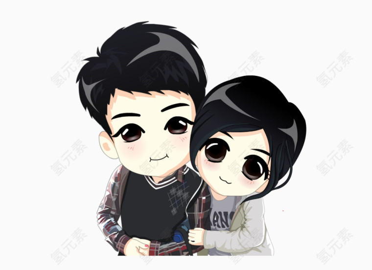 卡通手绘人物形象夫妻情侣