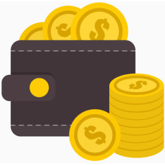 卡通钱包与金币