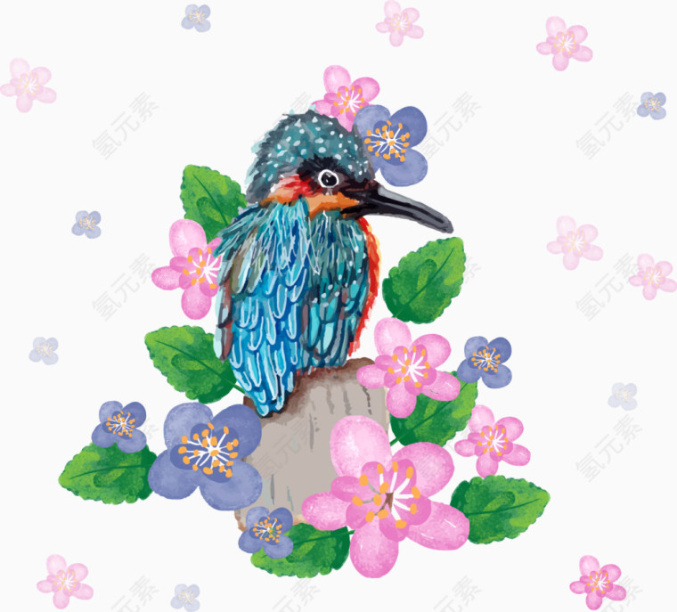 花鸟春季底纹桃花