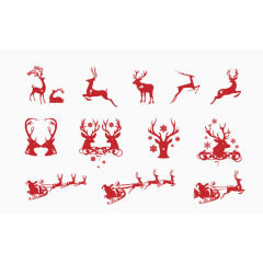 圣诞节红色剪纸装饰集合素材