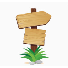 卡通手绘木质方向牌