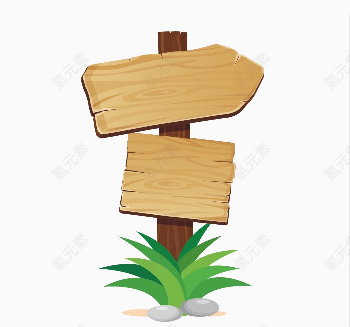 卡通手绘木质方向牌