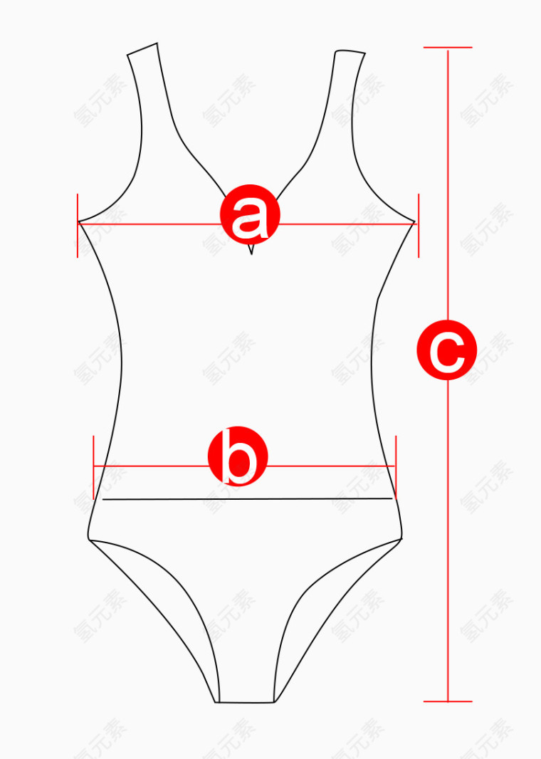 内衣服装线稿衣服测量简笔画线条