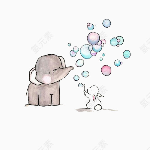 可爱小兔子大象吹泡泡9