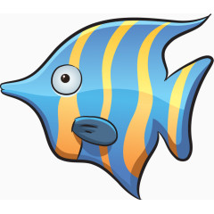 卡通手绘蓝色条纹鱼png 