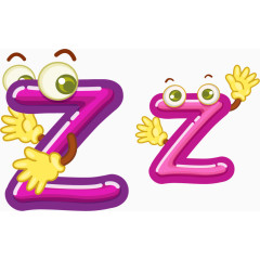 卡通拟人彩色字母Zz