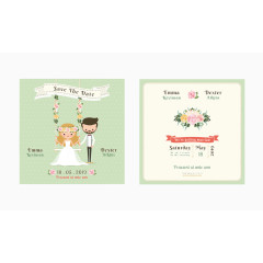 精美卡通婚礼请柬设计矢量素材