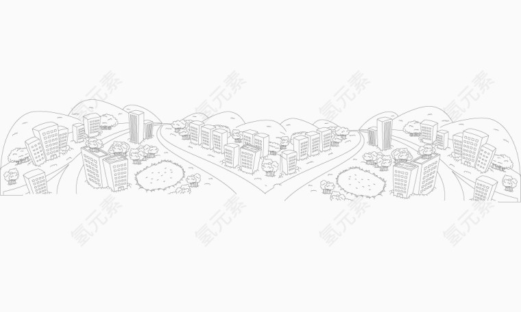 手绘线性城市背景底纹