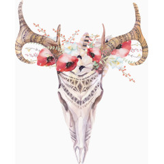 抽象创意水彩牛头