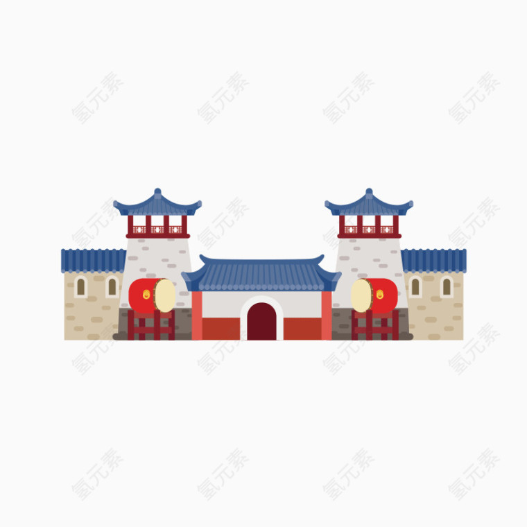 卡通手绘旅游景点