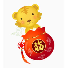 老虎福字红香囊