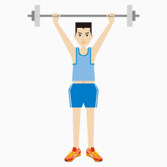 卡通手绘举重男孩   
