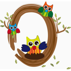 卡通猫头鹰英文字母O