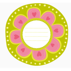 绿色花朵粉色点缀的卡通花朵