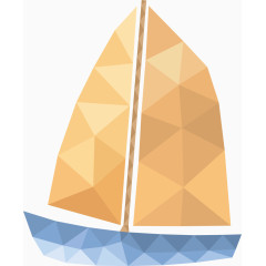 卡通立体剪影沙滩帆船