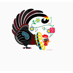 【png】 彩色公鸡装饰图案