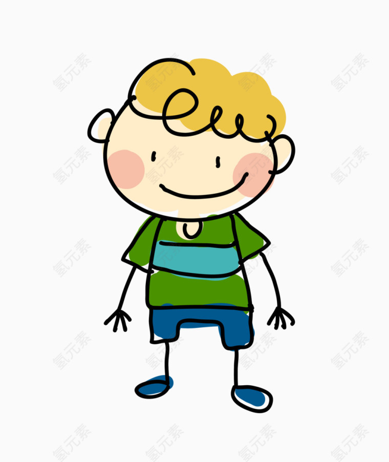 卡通小男孩儿童简笔画