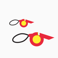 卡通红色裁判哨子