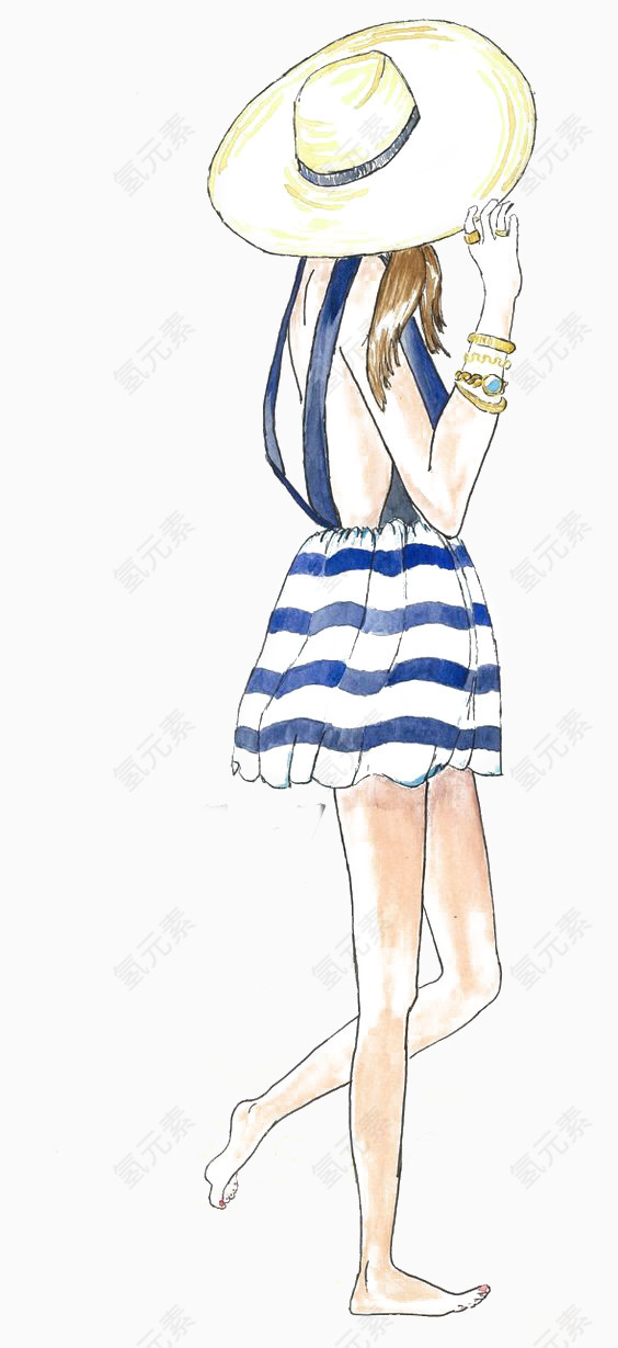 泳装女生背影