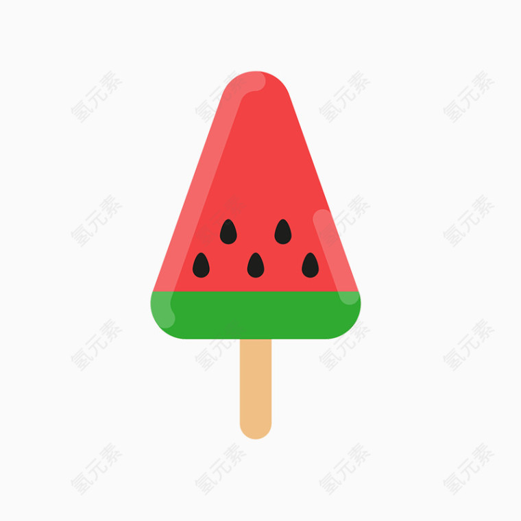 卡通手绘红色西瓜冰棍