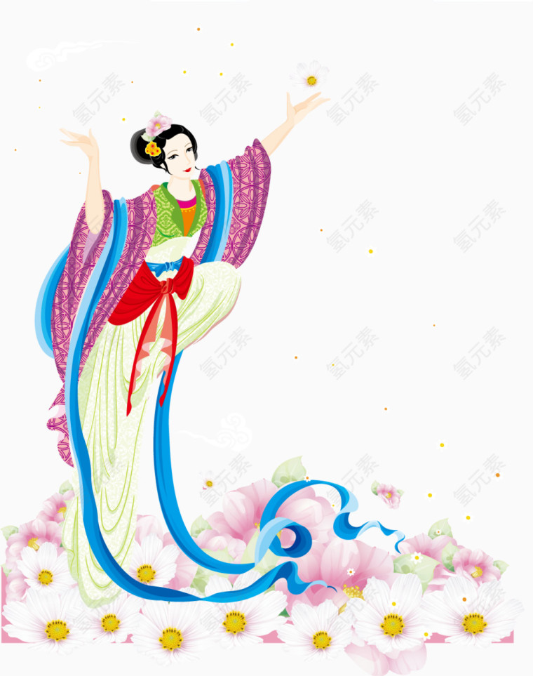 手绘古代美女