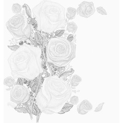 手绘复古玫瑰花纹矢量